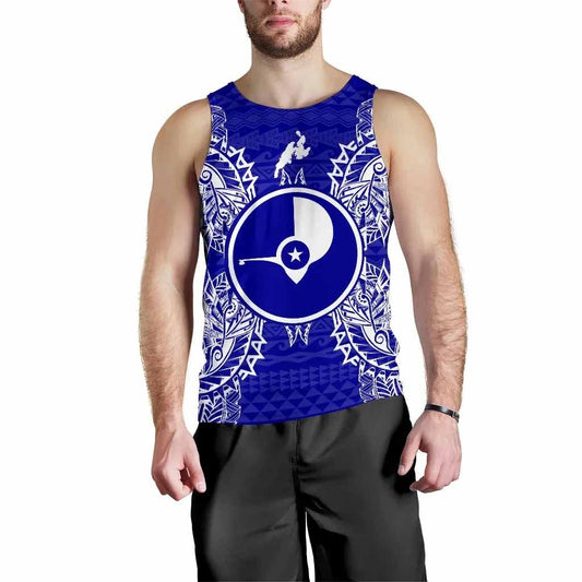 Yap Polynesian Men Tank Top Map Blue