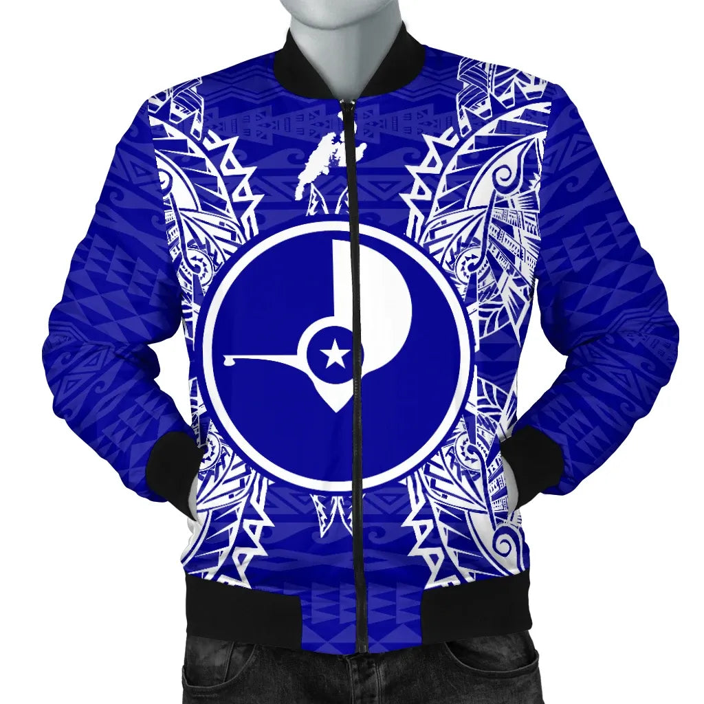 Yap Polynesian Bomber Jacket Map Blue