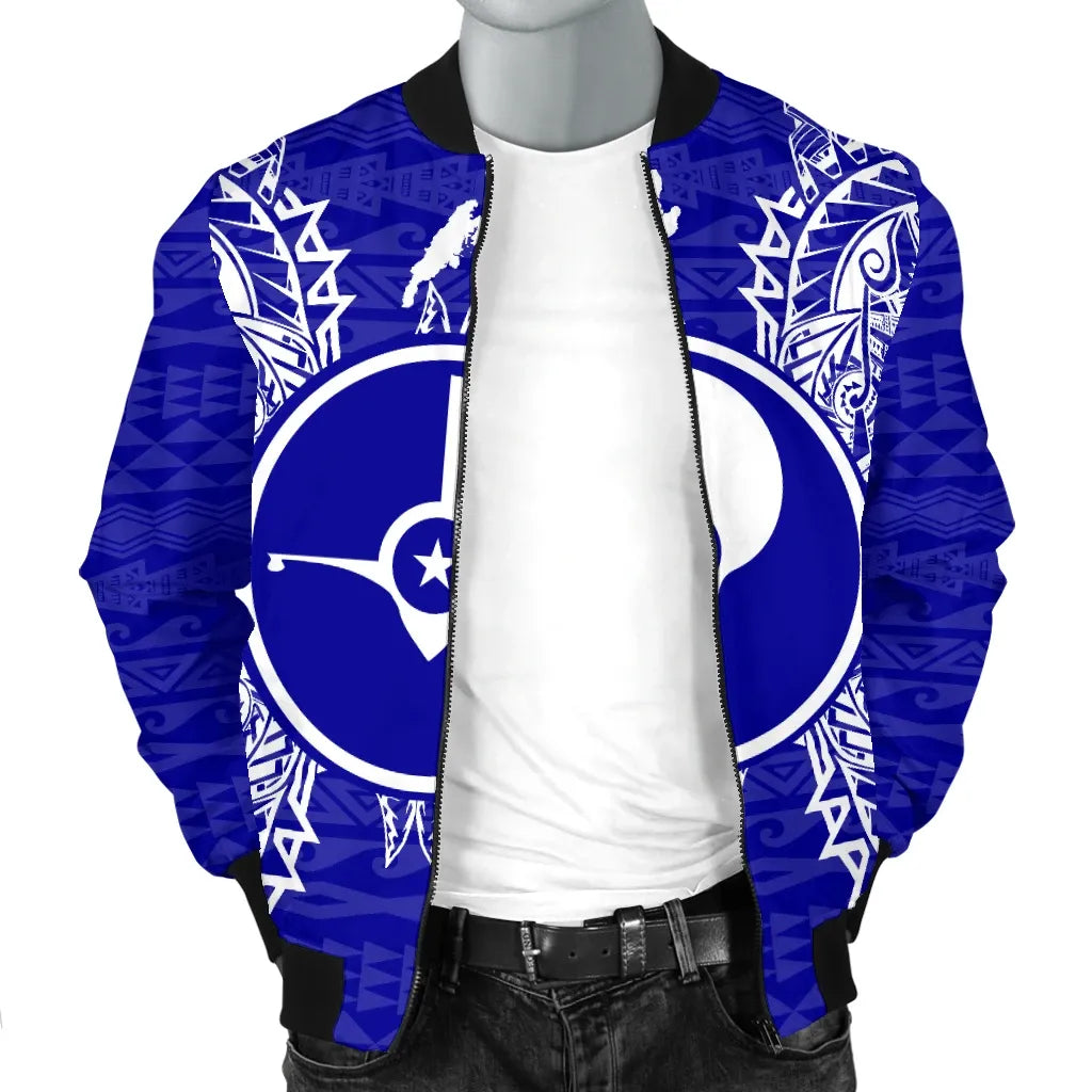 Yap Polynesian Bomber Jacket Map Blue