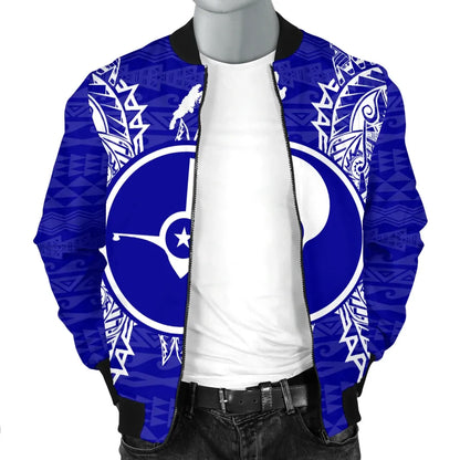 Yap Polynesian Bomber Jacket Map Blue