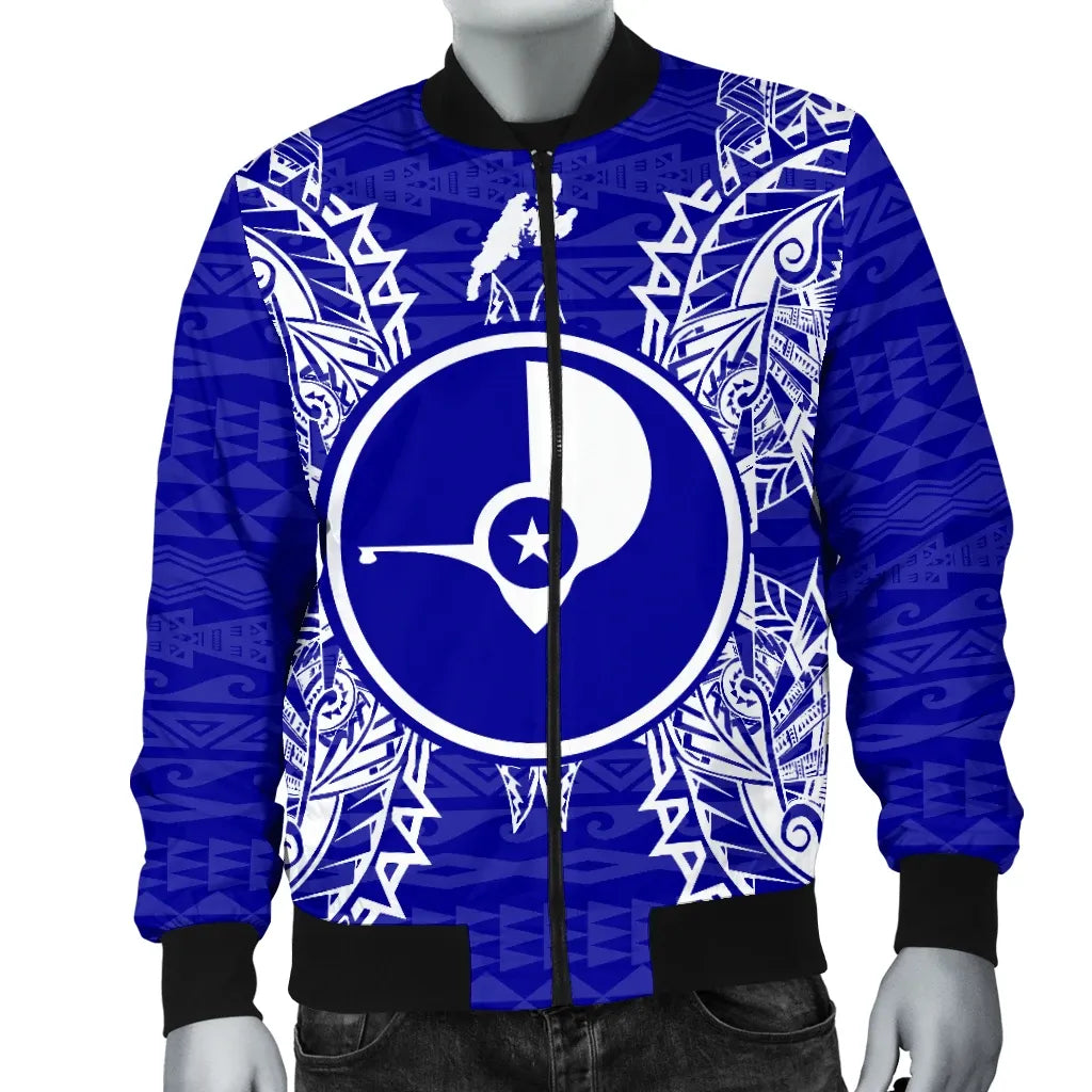 Yap Polynesian Bomber Jacket Map Blue