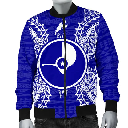 Yap Polynesian Bomber Jacket Map Blue