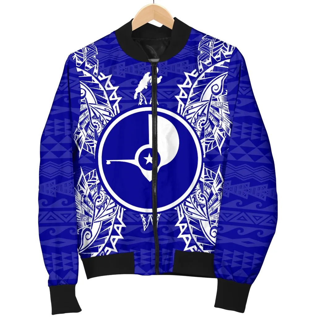 Yap Polynesian Bomber Jacket Map Blue