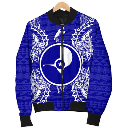 Yap Polynesian Bomber Jacket Map Blue