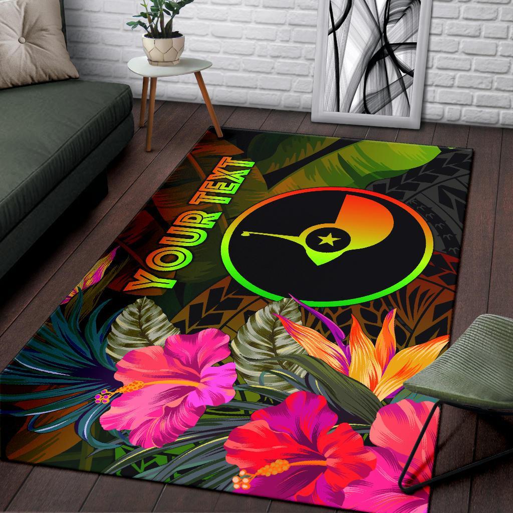 Yap Polynesian Personalised Area Rug - Hibiscus and Banana Leaves