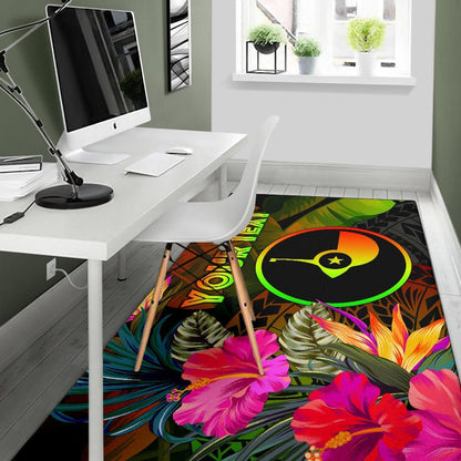 Yap Polynesian Personalised Area Rug - Hibiscus and Banana Leaves