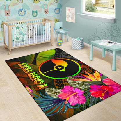 Yap Polynesian Personalised Area Rug - Hibiscus and Banana Leaves