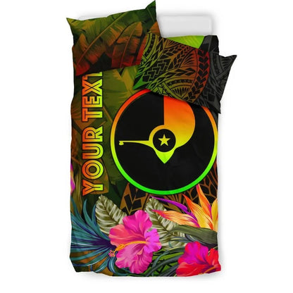 Yap Polynesian Personalised Bedding Set - Hibiscus And Banana Leaves