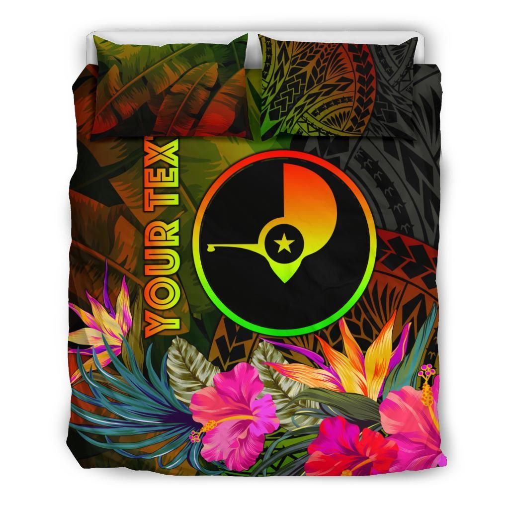 Yap Polynesian Personalised Bedding Set - Hibiscus And Banana Leaves