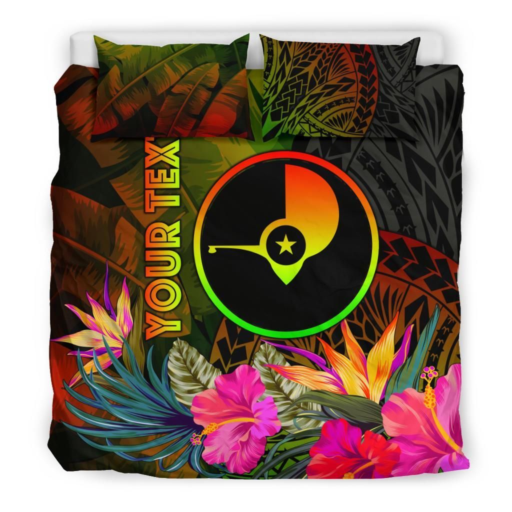 Yap Polynesian Personalised Bedding Set - Hibiscus And Banana Leaves