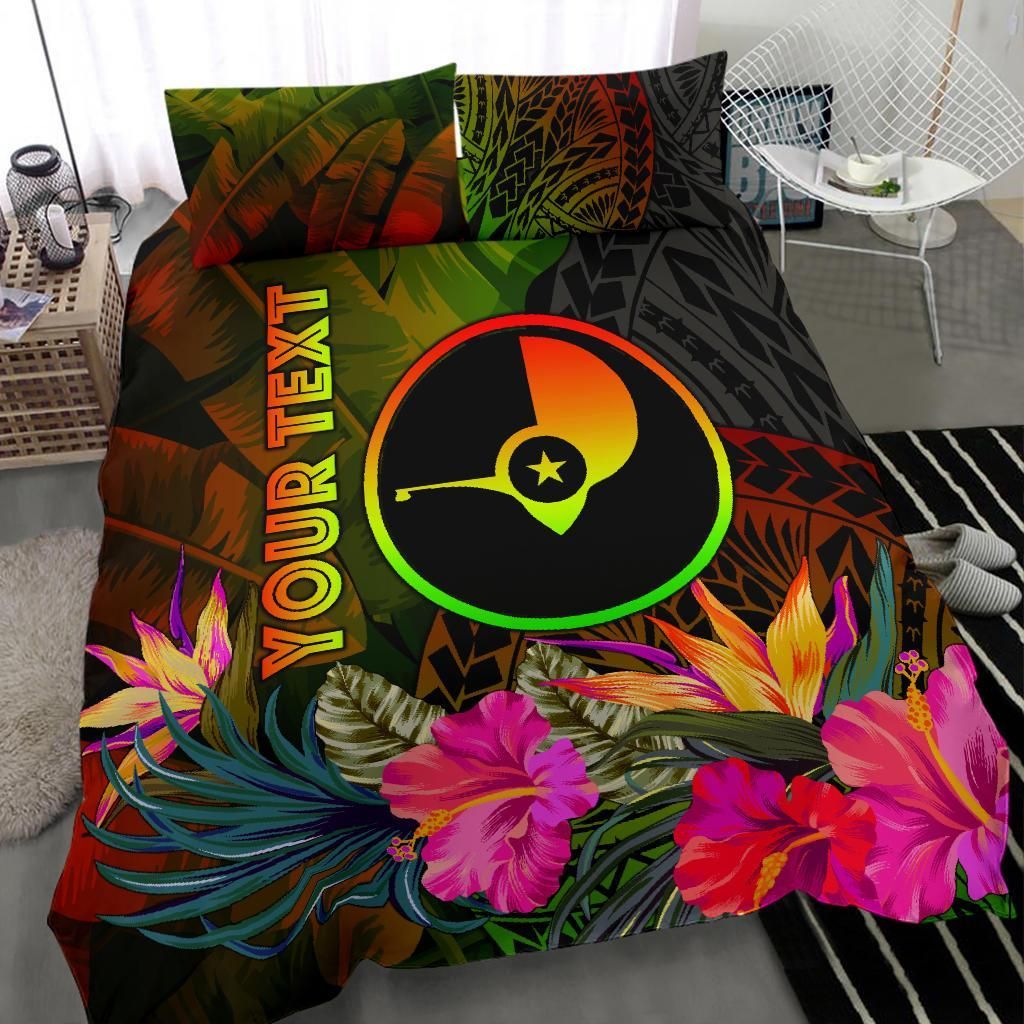 Yap Polynesian Personalised Bedding Set - Hibiscus And Banana Leaves