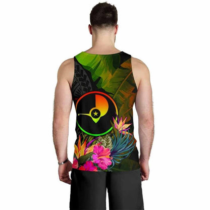 Yap Polynesian Personalised Men Tank Top - Hibiscus and Banana Leaves