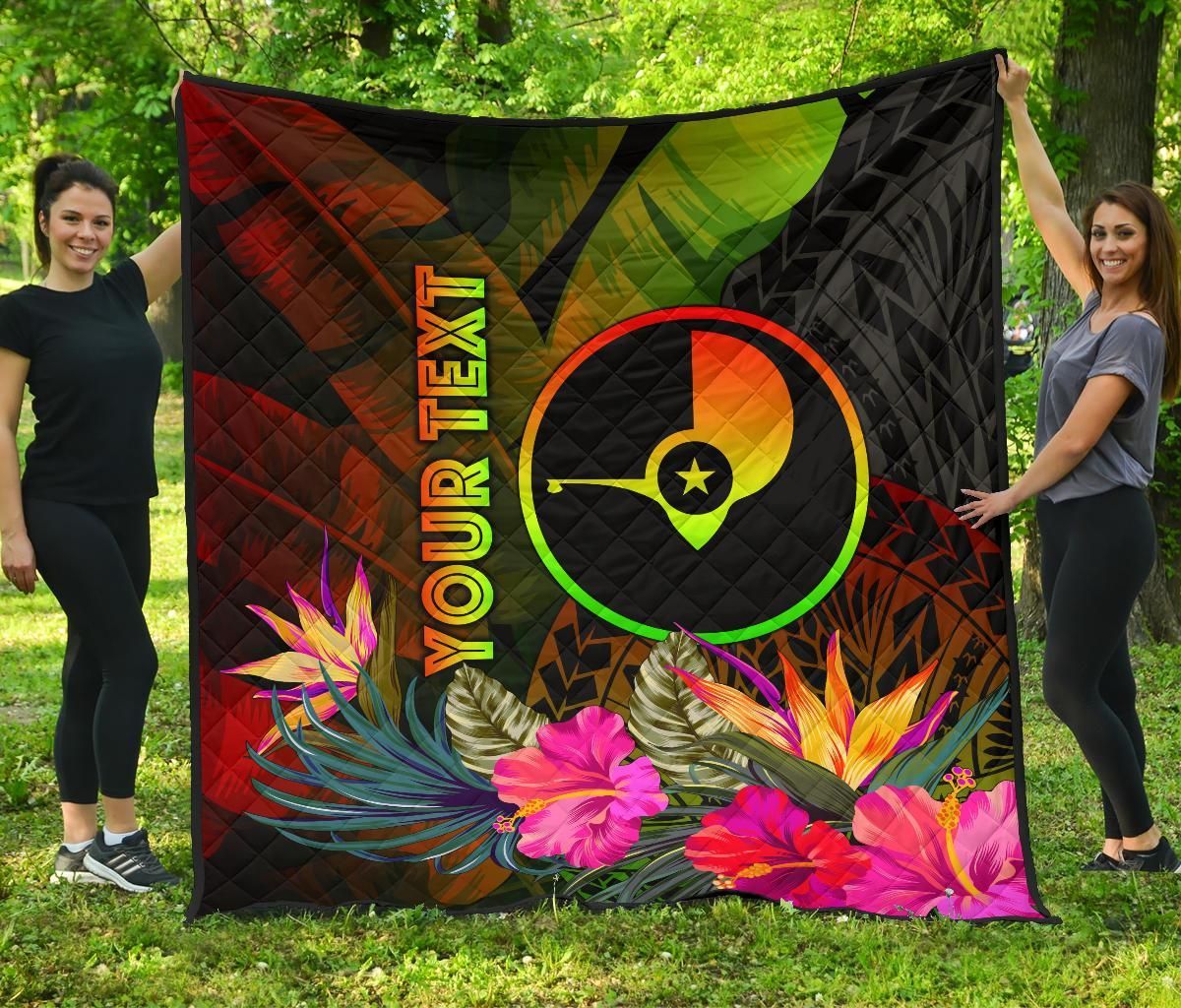 YAP Polynesian Personalised Premium Quilt-  Hibiscus and Banana Leaves