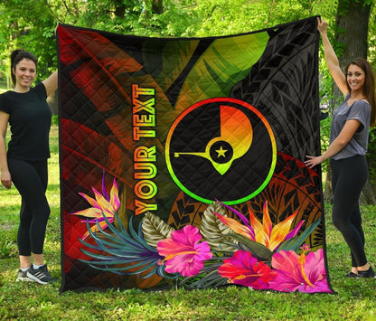 YAP Polynesian Personalised Premium Quilt-  Hibiscus and Banana Leaves