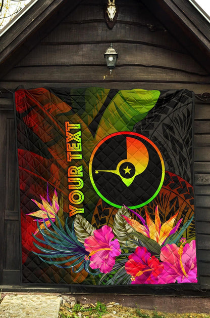 YAP Polynesian Personalised Premium Quilt-  Hibiscus and Banana Leaves
