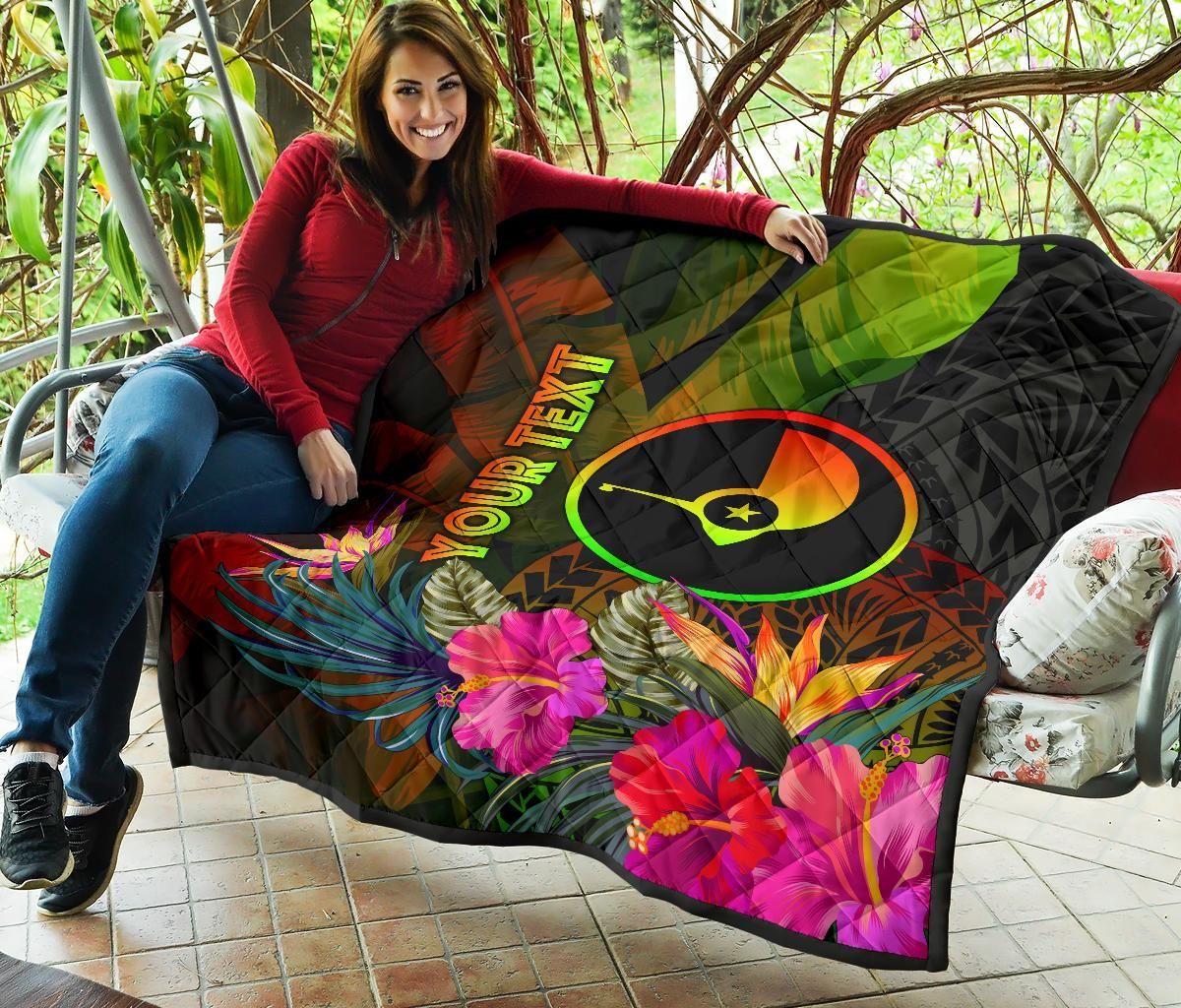 YAP Polynesian Personalised Premium Quilt-  Hibiscus and Banana Leaves