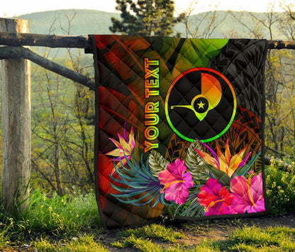 YAP Polynesian Personalised Premium Quilt-  Hibiscus and Banana Leaves