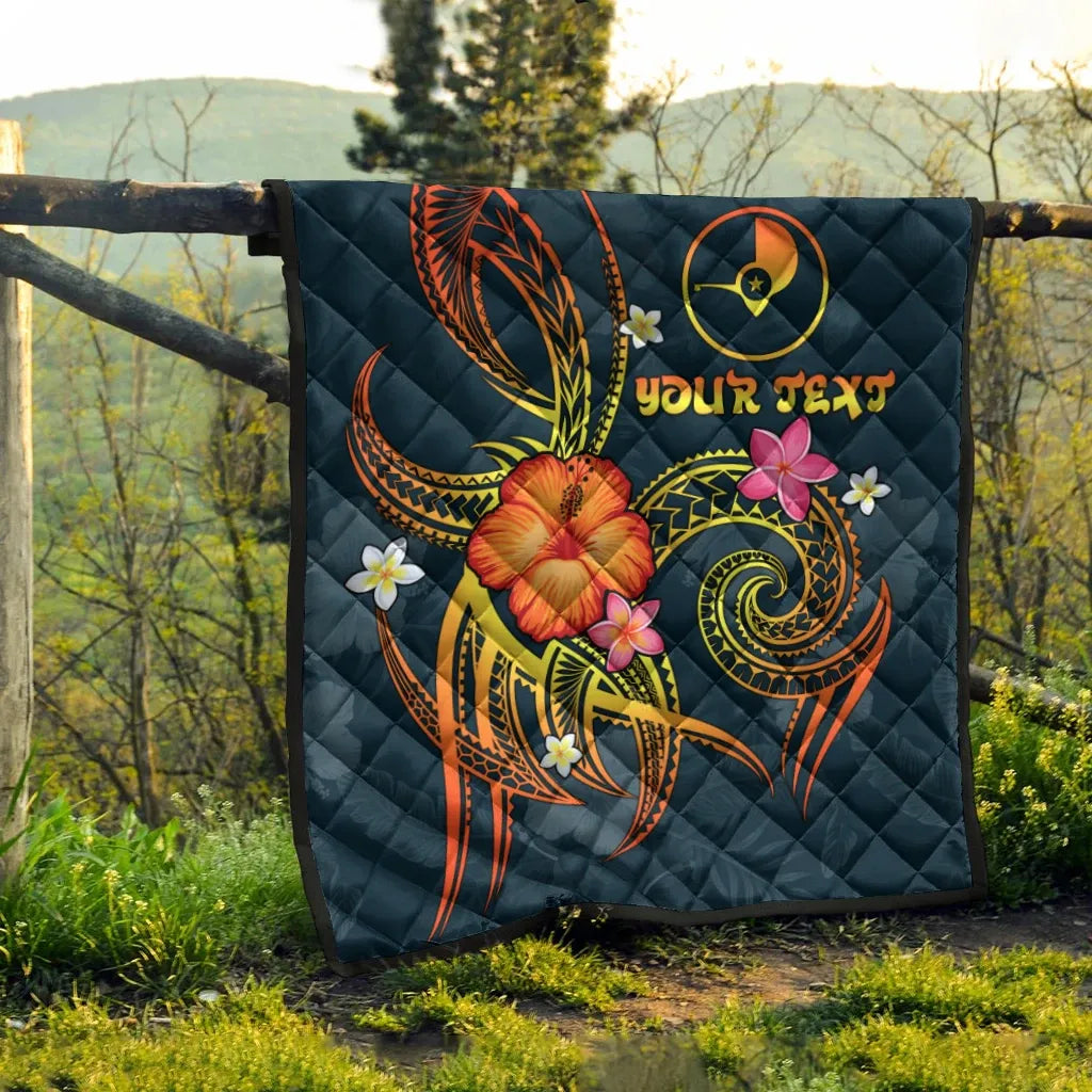 YAP Polynesian Personalised Premium Quilt - Legend of YAP (Blue)