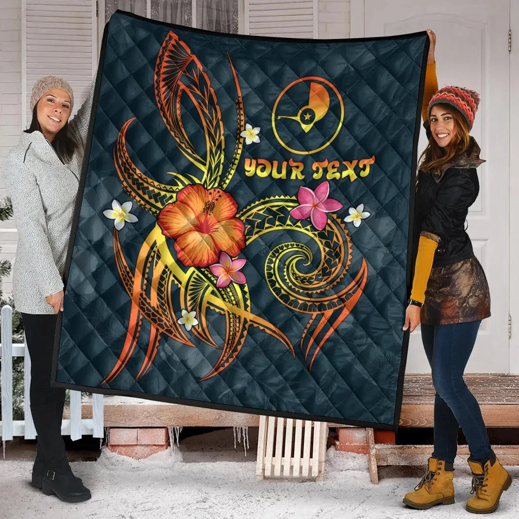 YAP Polynesian Personalised Premium Quilt - Legend of YAP (Blue)