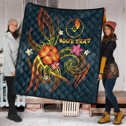 YAP Polynesian Personalised Premium Quilt - Legend of YAP (Blue)