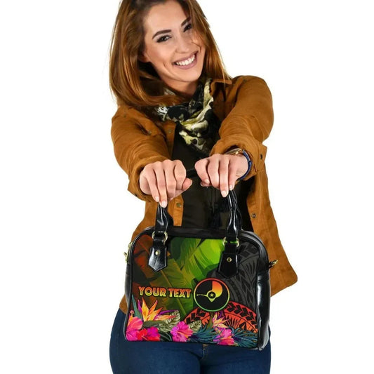 Yap Polynesian Personalised Shoulder Handbag- Hibiscus And Banana Leaves