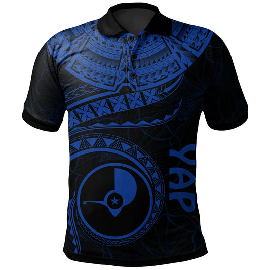 Yap Polynesian Polo Shirt - Yap Waves (Blue)