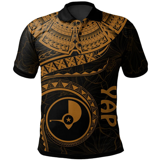 Yap Polynesian Polo Shirt - Yap Waves (Golden)