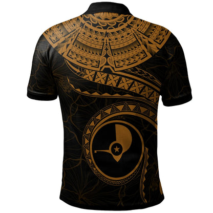 Yap Polynesian Polo Shirt - Yap Waves (Golden)