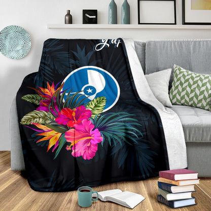 Yap Polynesian Premium Blanket - Tropical Flower