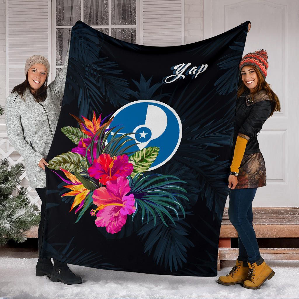 Yap Polynesian Premium Blanket - Tropical Flower
