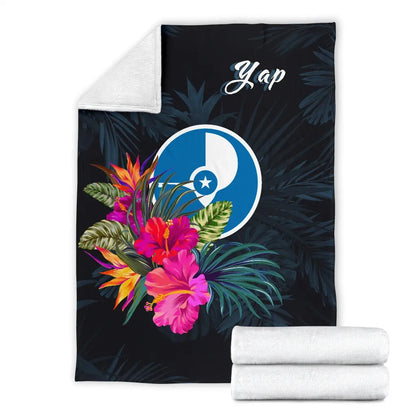 Yap Polynesian Premium Blanket - Tropical Flower