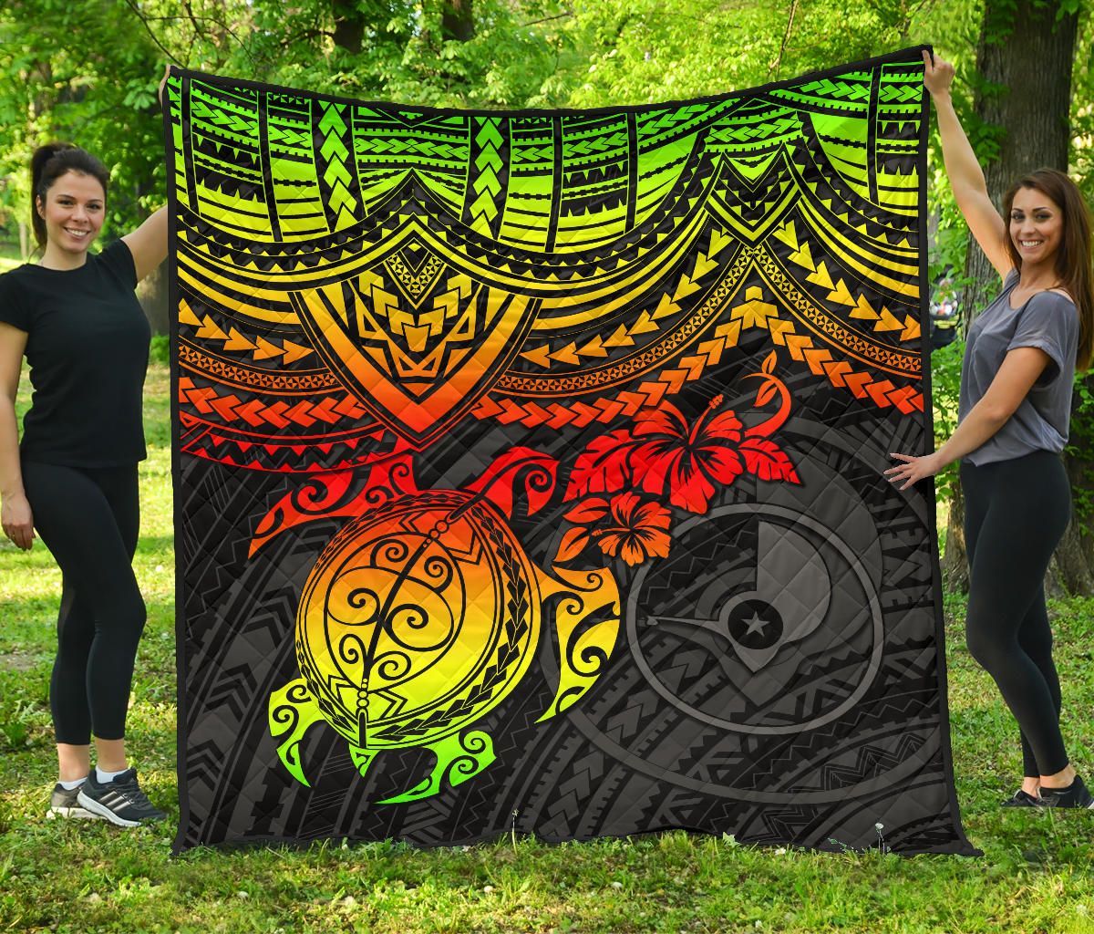 Yap Polynesian Premium Quilt - Reggae Turtle
