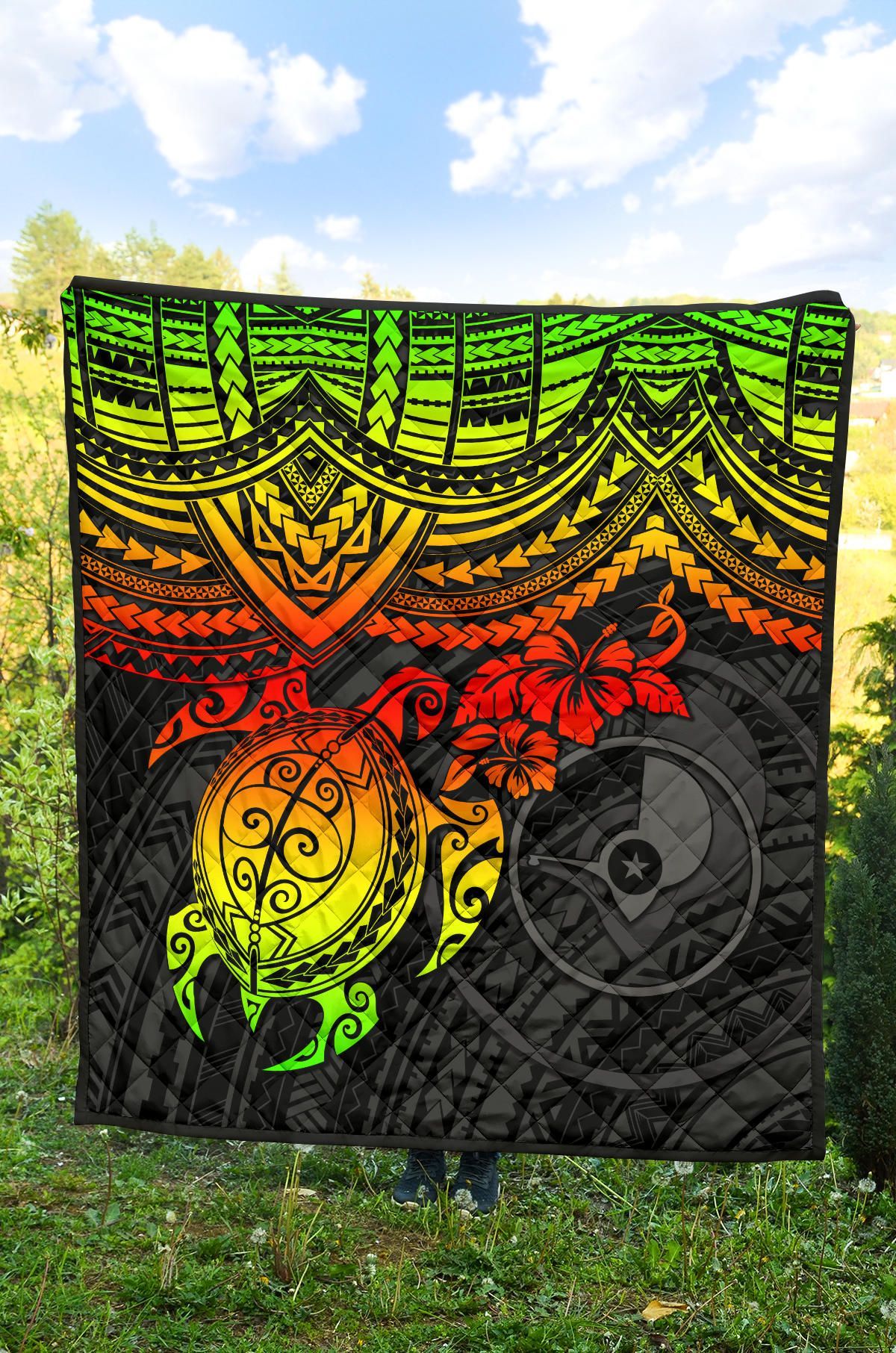Yap Polynesian Premium Quilt - Reggae Turtle