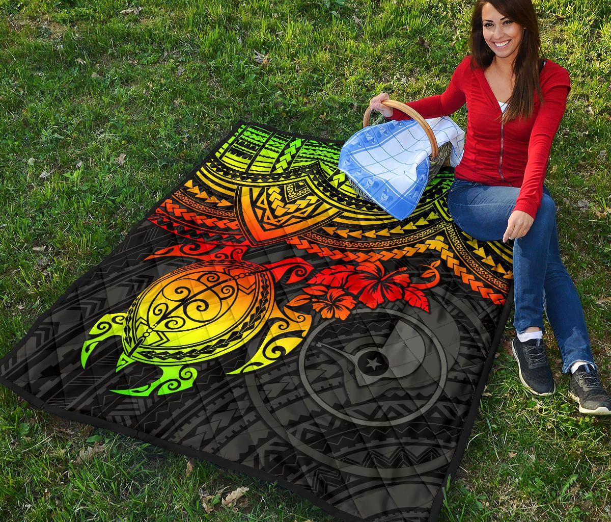 Yap Polynesian Premium Quilt - Reggae Turtle