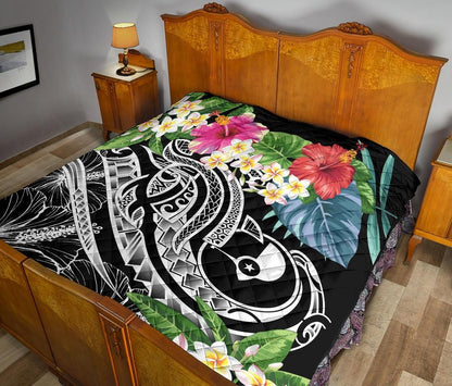 YAP Polynesian Premium Quilt - Summer Plumeria (Black)