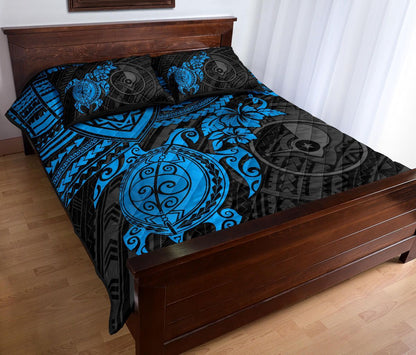 Yap Polynesian Quilt Bed Set - Blue Turtle