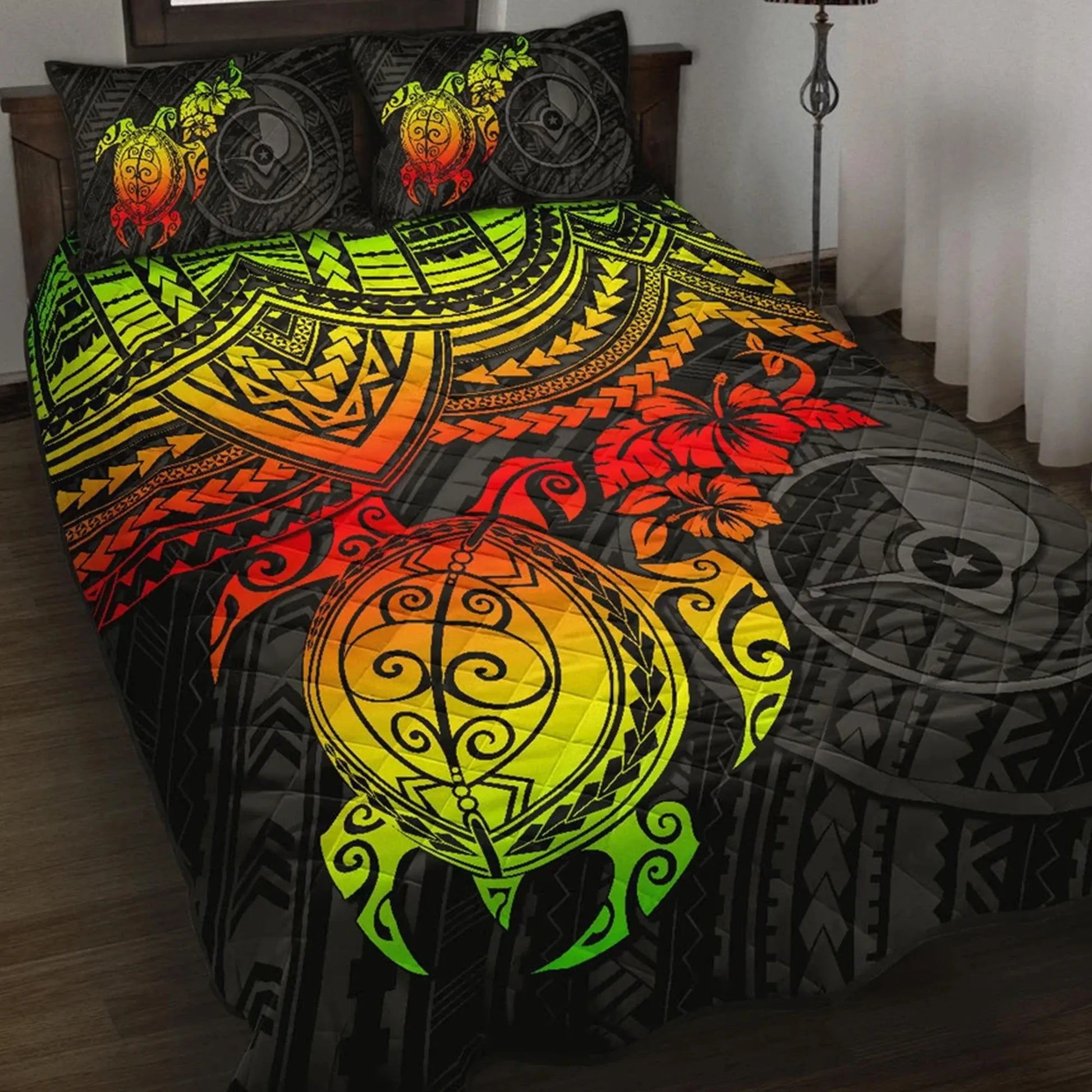Yap Polynesian Quilt Bed Set - Reggae Turtle