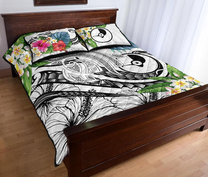 Yap Polynesian Quilt Bed Set - Summer Plumeria (White)