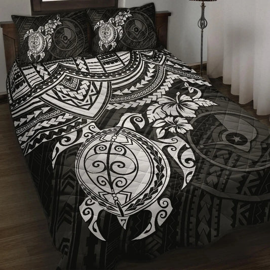 Yap Polynesian Quilt Bed Set - White Turtle