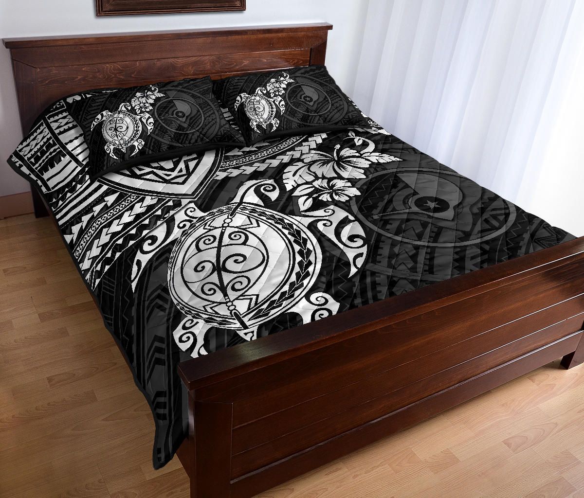 Yap Polynesian Quilt Bed Set - White Turtle