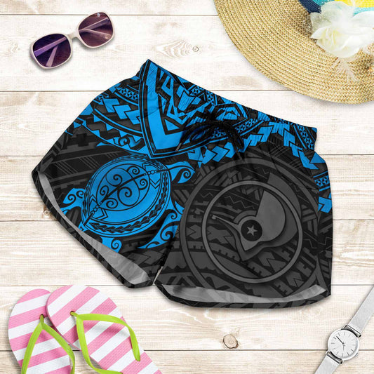 Yap Polynesian Shorts (Women) - Blue Turtle