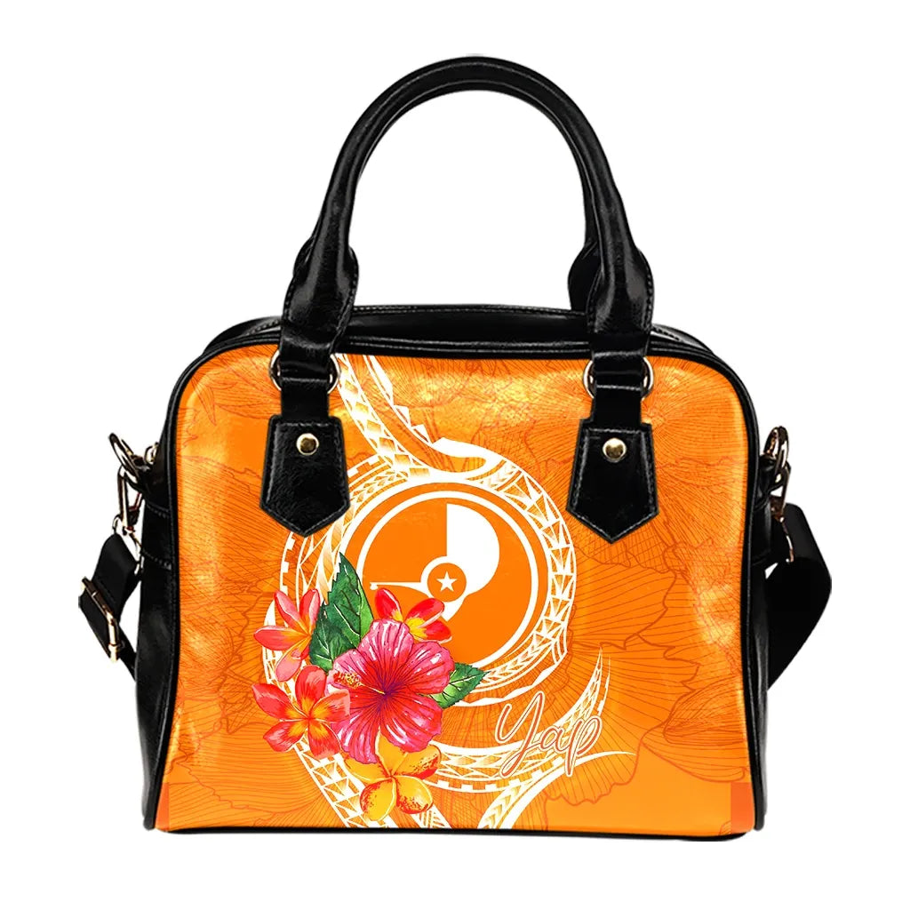 Yap Micronesia Shoulder Handbag - Orange Floral With Seal