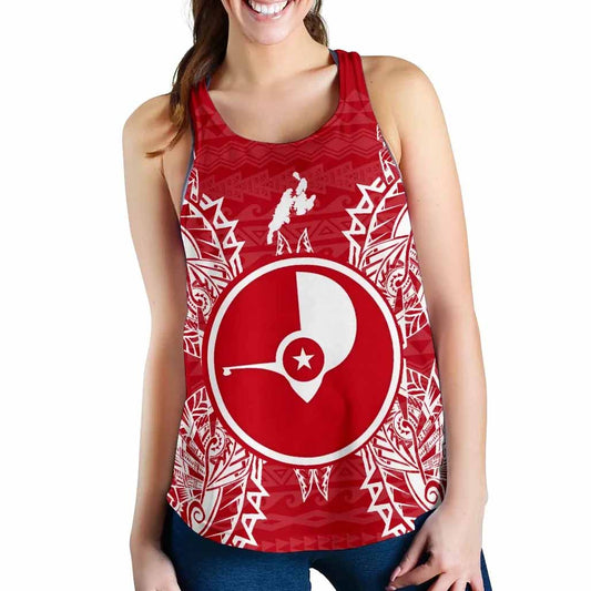 Yap Polynesian Women Tank Top Map Red White