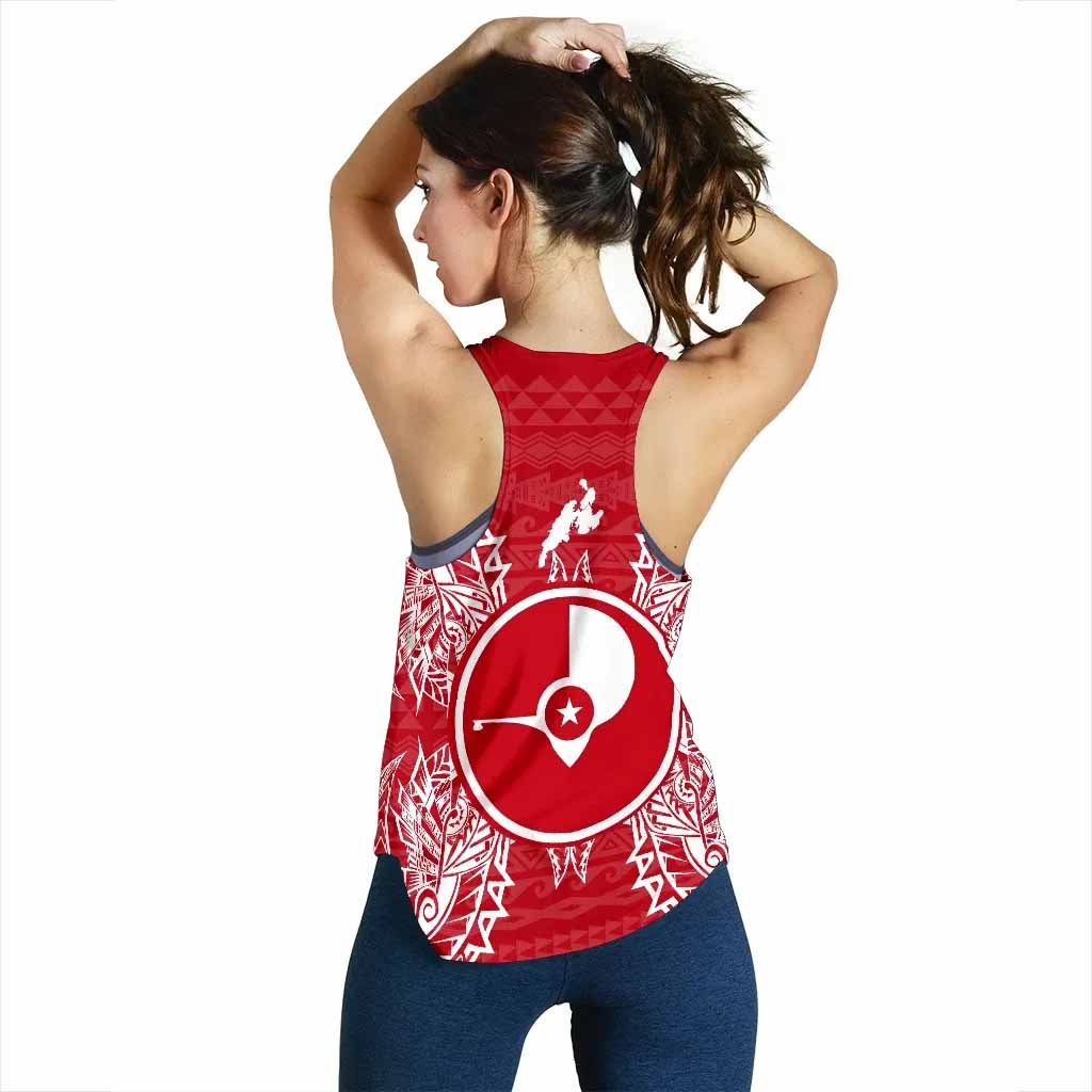 Yap Polynesian Women Tank Top Map Red White