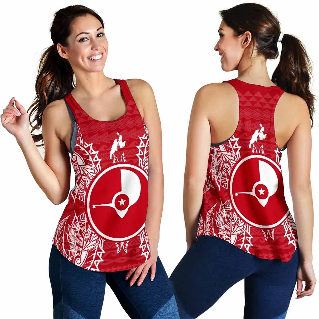 Yap Polynesian Women Tank Top Map Red White