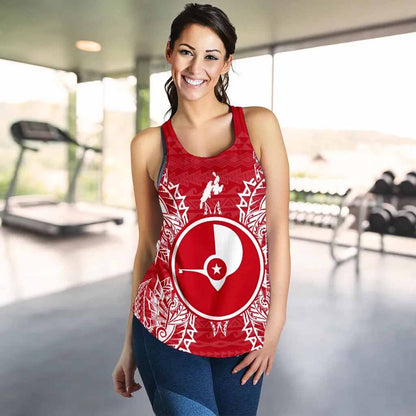 Yap Polynesian Women Tank Top Map Red White