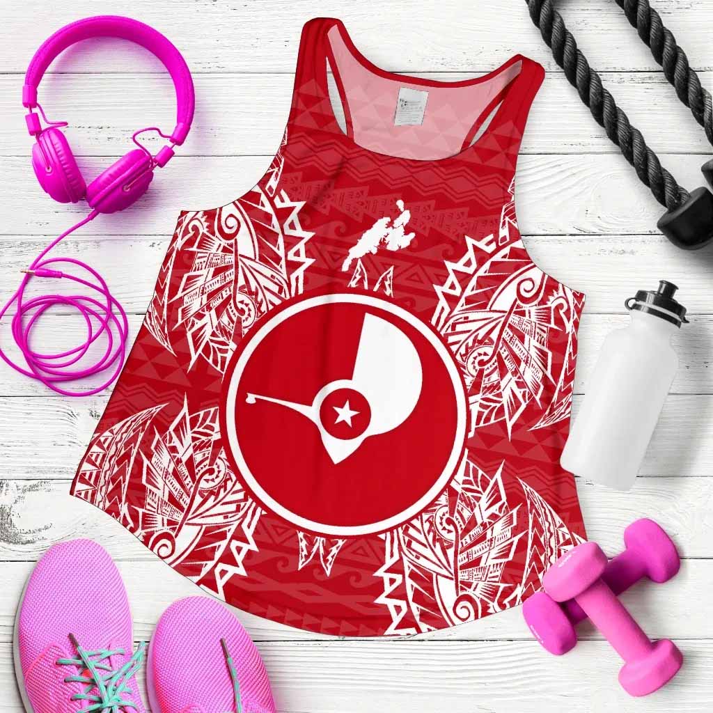 Yap Polynesian Women Tank Top Map Red White