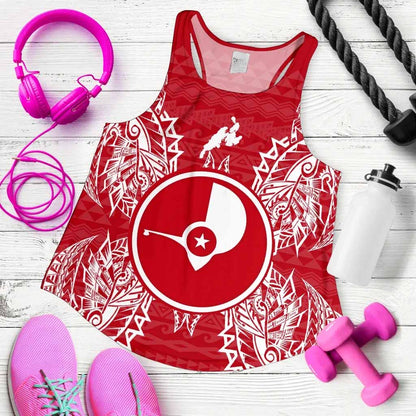 Yap Polynesian Women Tank Top Map Red White
