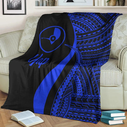 Yap Premium Blanket - Blue Polynesian Tentacle Tribal Pattern