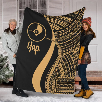 Yap Premium Blanket - Gold Polynesian Tentacle Tribal Pattern